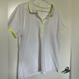 Joe Fresh White Polo with Neon Yellow Trim - golf shirt